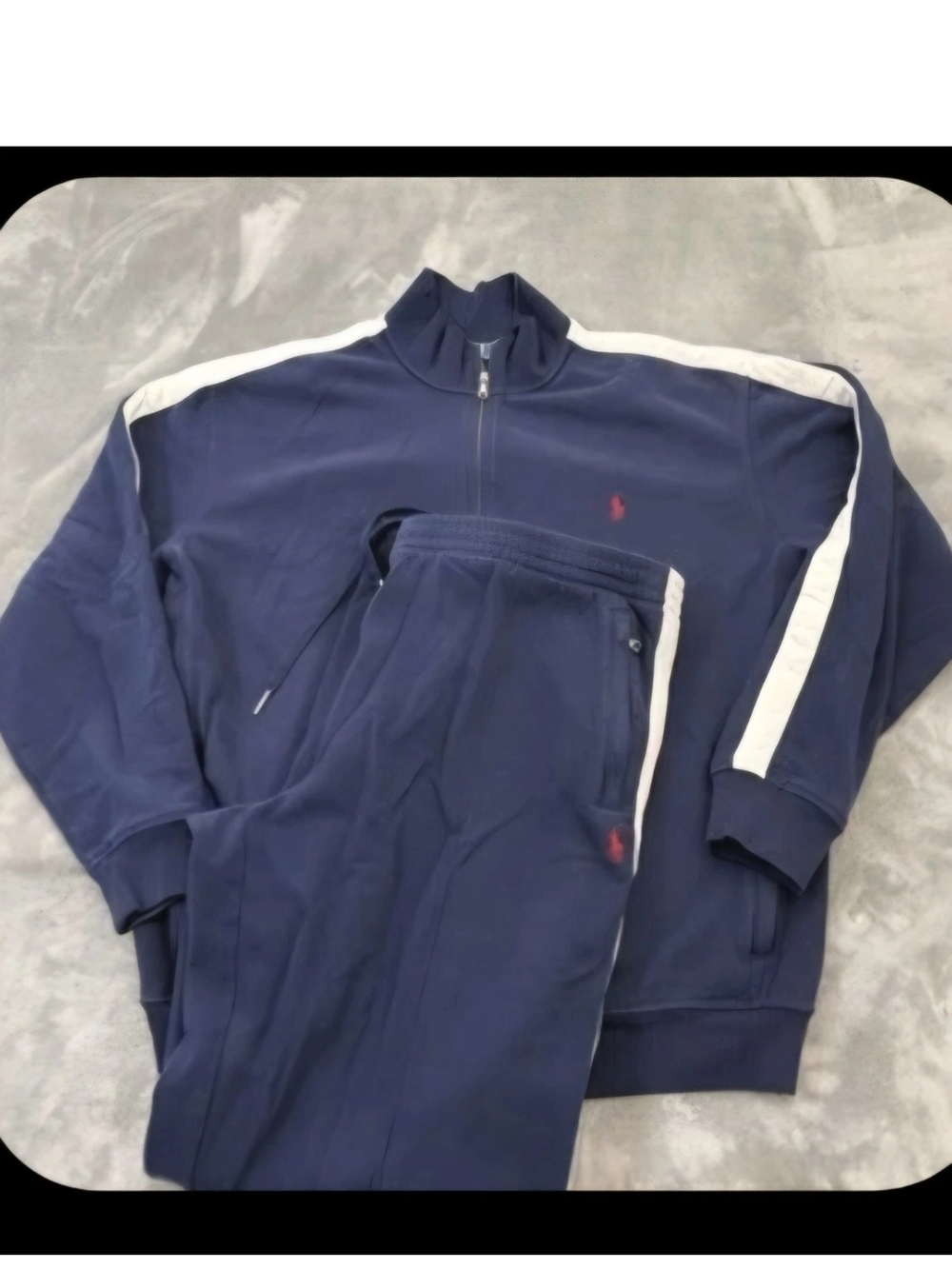 Ralph Lauren Navy Track Jacket & Pants with White Shoulder Stripes